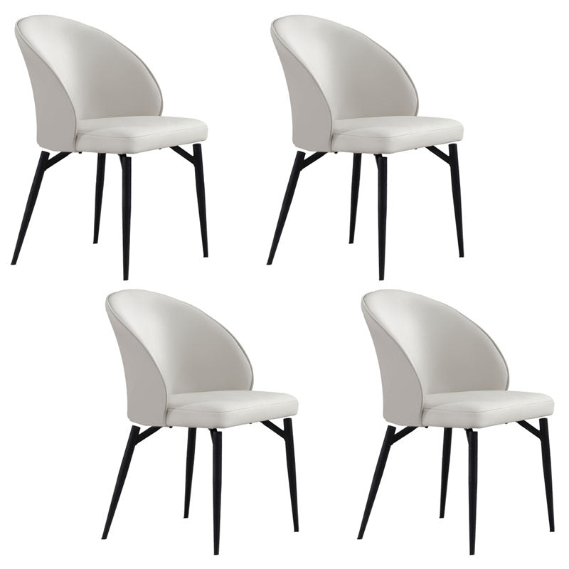 Contemporary Style Dining Chairs Kitchen Armless Chairs with Metal Legs Off-White Set of 4 Clearhalo 'Dining Chairs' 'Dining Tables & Seating' 'dining_chair' 'Furniture' 'furniture_dining_chair' 'Kitchen & Dining Furniture' 4770420