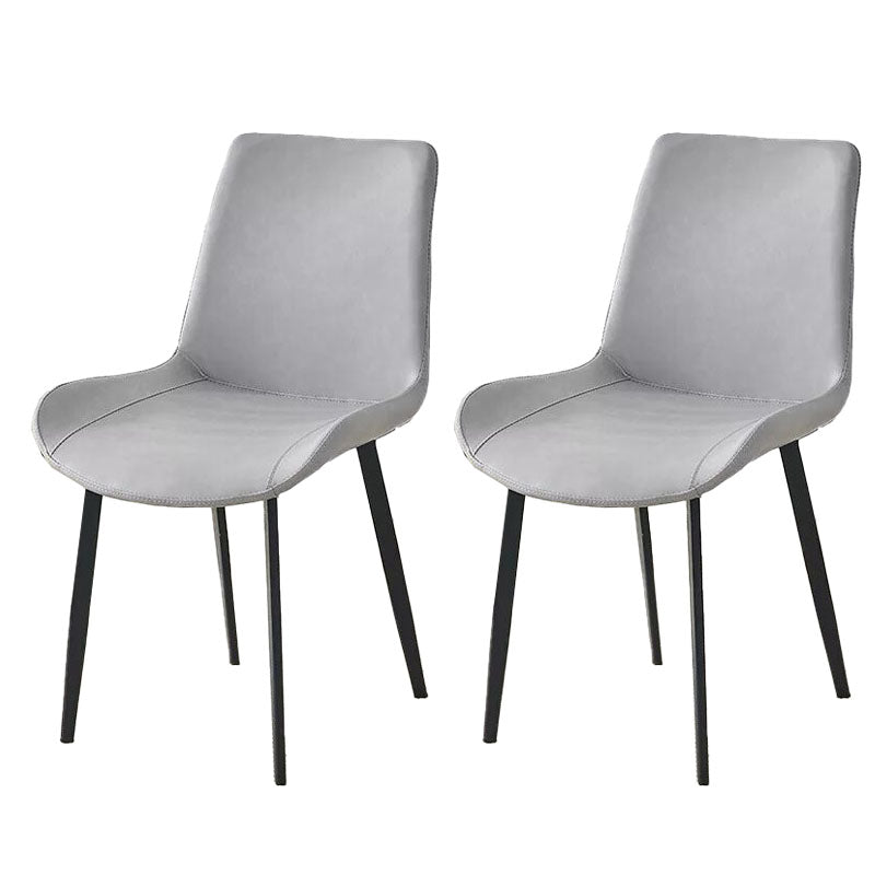 Contemporary Dining Chairs Kitchen Armless Side Chairs with Metal Legs Light Gray Set of 2 Clearhalo 'Dining Chairs' 'Dining Tables & Seating' 'dining_chair' 'Furniture' 'furniture_dining_chair' 'Kitchen & Dining Furniture' 4770603
