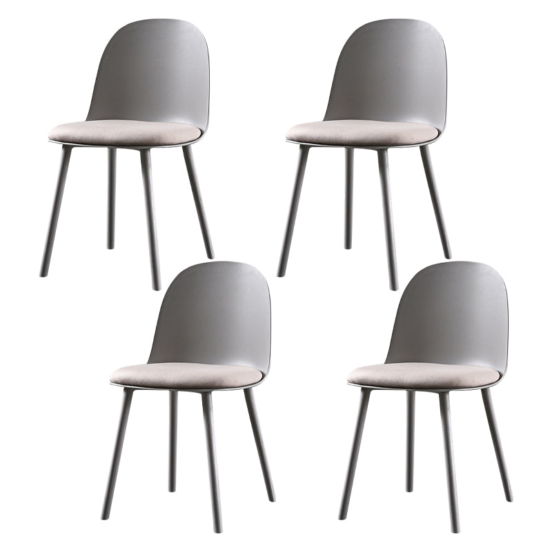 Scandinavian Plastic Kitchen Dining Room Chair Solid Back Side Chair Light Gray 4 Piece Set Clearhalo 'Dining Chairs' 'Dining Tables & Seating' 'dining_chair' 'furn' 'furn_dining_chair' 'Furniture' 'furniture_dining_chair' 'Kitchen & Dining Furniture' 4770739