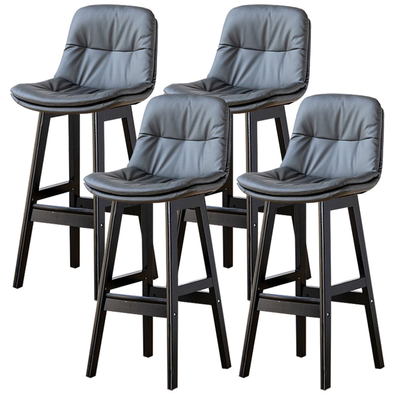 Modern Wood Kitchen Dining Room Armless Stool Low Back Bar Stool Dark Gray Black 4 Piece Set Clearhalo 'Bar Furniture' 'Bar Stools' 'bar_stools' 'furn' 'furn_bar_stools' 'Furniture' 'furniture_bar_stools' 'Kitchen & Dining Furniture' 4770848