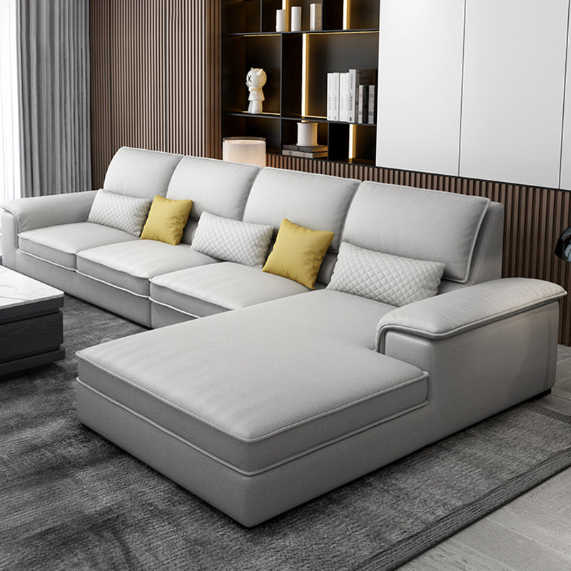Assembled Settee Furniture Faux Leather and Fabric Bench Seating Light Grey Clearhalo 'furn' 'furn_sectionals' 'Furniture' 'furniture_sectionals' 'kitchen' 'kitchen_sectionals' 'Living Room Furniture' 'Sectionals' 4773548