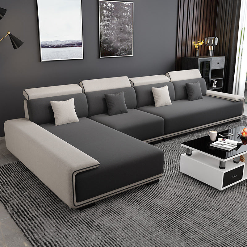 Faux Leather 4-seater Bench Seating Recessed Arm Modular Settee Furniture Dark Gray Clearhalo 'furn' 'furn_sectionals' 'Furniture' 'furniture_sectionals' 'kitchen' 'kitchen_sectionals' 'Living Room Furniture' 'Sectionals' 4773691