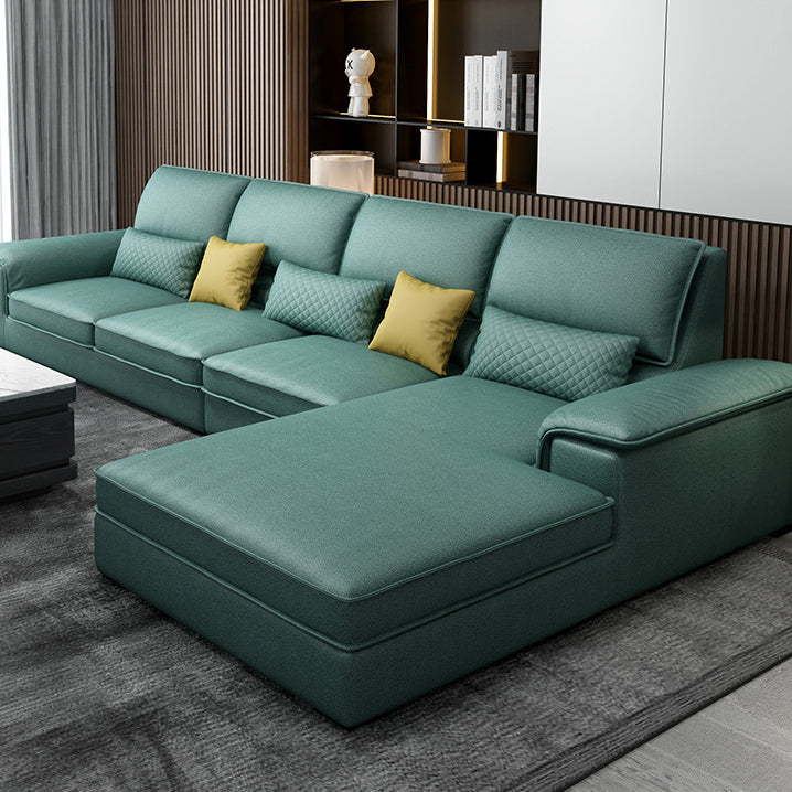 Assembled 3-seater Sofa and Chaise Recessed Arm Settee Furniture Cyan Clearhalo 'furn' 'furn_sectionals' 'Furniture' 'furniture_sectionals' 'kitchen' 'kitchen_sectionals' 'Living Room Furniture' 'Sectionals' 4774258