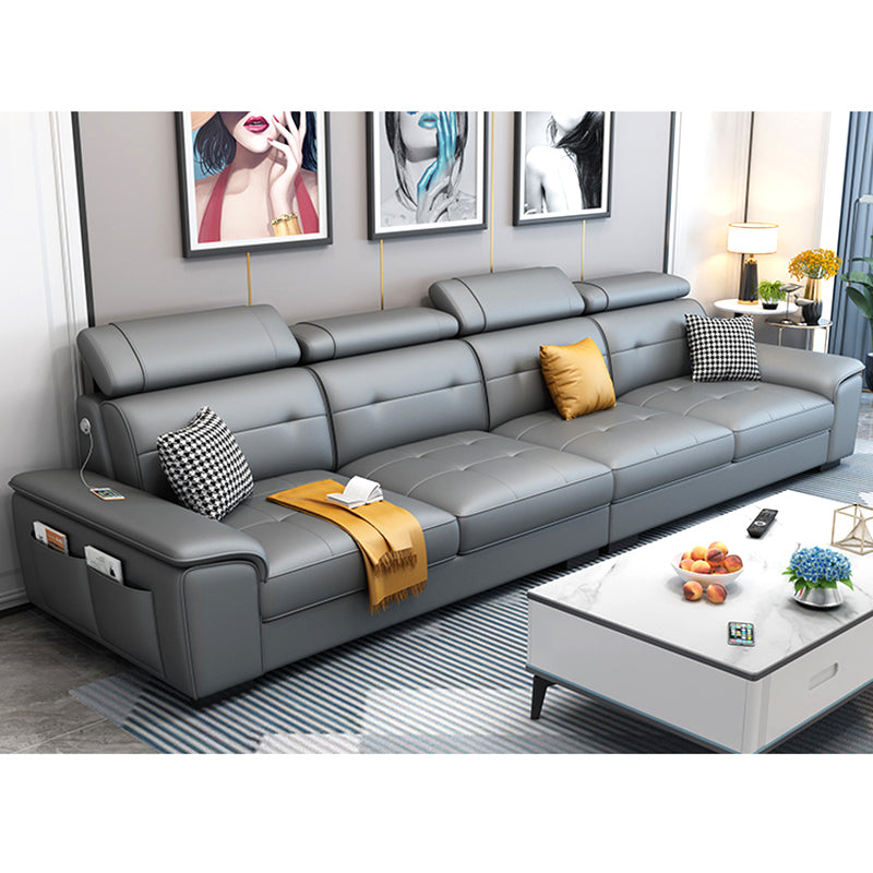Waterproof Linen Pillow Top Arm Sofa with Adjustable Bolster Pillows and Storage Bag 131"L x 35"W x 39"H Latex Clearhalo 'furn' 'furn_sectionals' 'Furniture' 'furniture_sectionals' 'kitchen' 'kitchen_sectionals' 'Living Room Furniture' 'Sectionals' 4774279