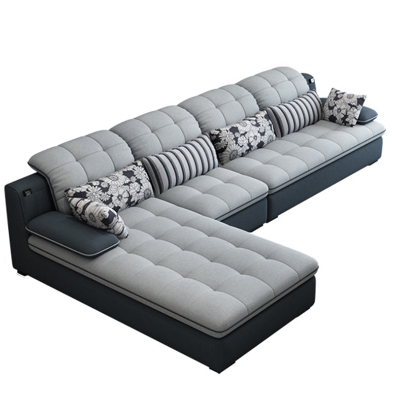 Modern Pillow Top Arm Sofa with Storage Bag Adjustable Backrest Sofa for Living Room 127"L x 71"W x 28"H Faux Leather Clearhalo 'furn' 'furn_sectionals' 'Furniture' 'furniture_sectionals' 'kitchen' 'kitchen_sectionals' 'Living Room Furniture' 'Sectionals' 4774460