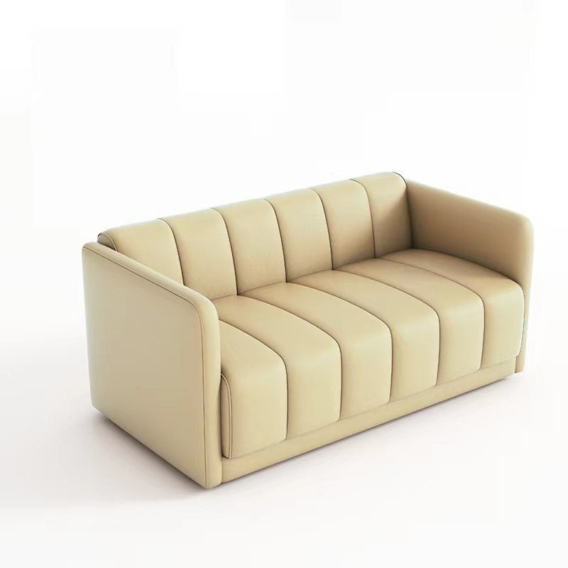 31.5"High Contemporary Fabric Sewn Pillow Back Sofa for Restaurant and Cafe 55"L x 28"W x 31"H Beige Square Arm Clearhalo 'furn' 'furn_sofas' 'Furniture' 'furniture_sofas' 'kitchen' 'kitchen_sofas' 'Living Room Furniture' 'Sofa' 'sofas' 4777368