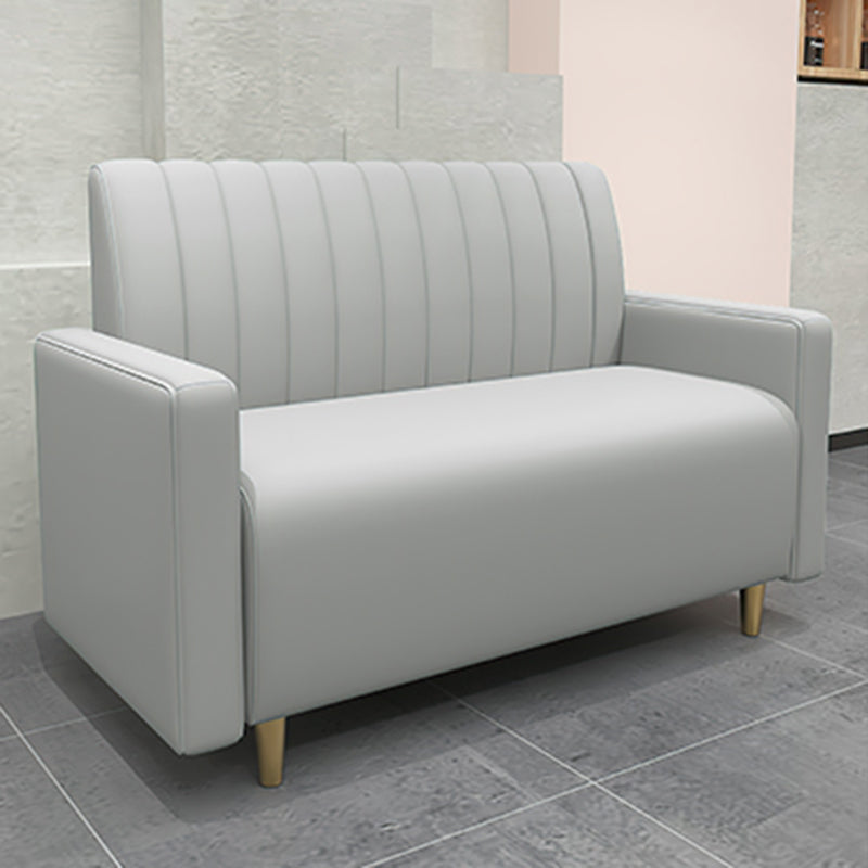 47.27"D x 25.59"W x 33.46"H Glam 2-seat Sewn Pillow Back Sofa for Restaurant Gray Square Arm Clearhalo 'furn' 'furn_sofas' 'Furniture' 'furniture_sofas' 'kitchen' 'kitchen_sofas' 'Living Room Furniture' 'Sofa' 'sofas' 4777408