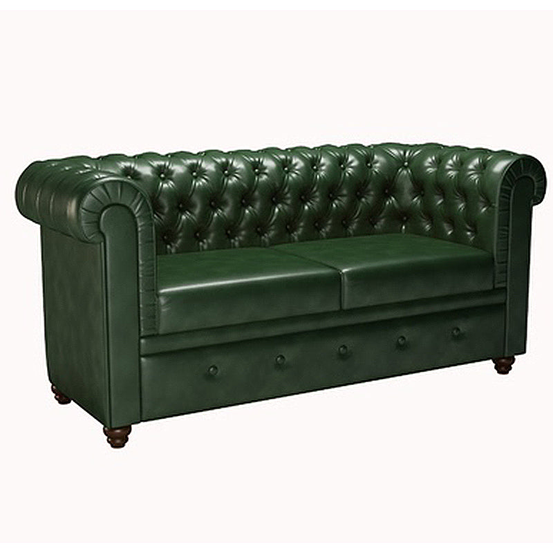 Mid Century Modern Leather Sofa 31.5"High Rolled Arm Sofa for Cafe 55"L x 28"W x 31"H Green Clearhalo 'furn' 'furn_sofas' 'Furniture' 'furniture_sofas' 'kitchen' 'kitchen_sofas' 'Living Room Furniture' 'Sofa' 'sofas' 4777433