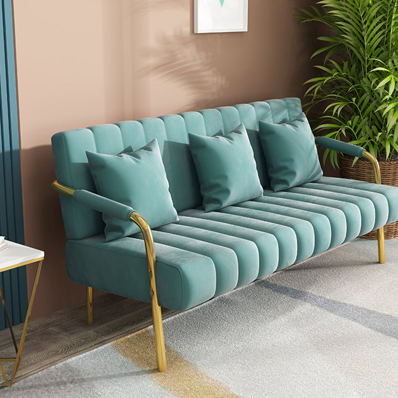 Modern Standard Metal Legs Sofa Macaroon Fabric Sofa for Apartment 67"L x 23"W x 28"H Turquoise Clearhalo 'furn' 'furn_sofas' 'Furniture' 'furniture_sofas' 'kitchen' 'kitchen_sofas' 'Living Room Furniture' 'Sofa' 'sofas' 4777708
