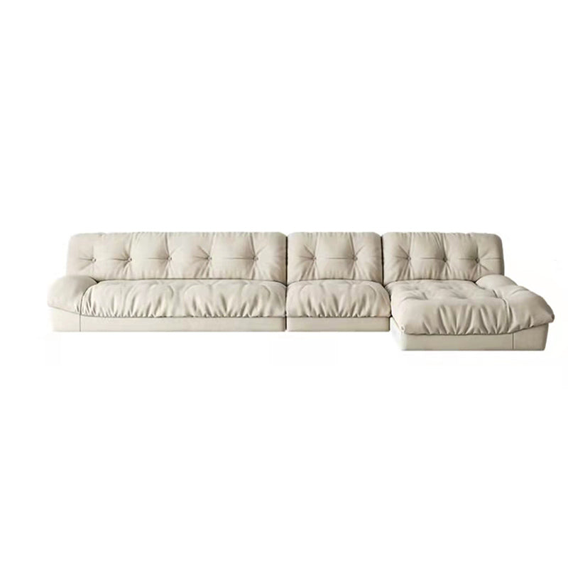Armless Tufted Split-Back Sectional Sofa with Chaise L-Shape Sectionals Sofas 140"L x 69"W x 29.5"H Suede Left Clearhalo 'furn' 'furn_sectionals' 'Furniture' 'furniture_sectionals' 'kitchen' 'kitchen_sectionals' 'Living Room Furniture' 'Sectionals' 4777809