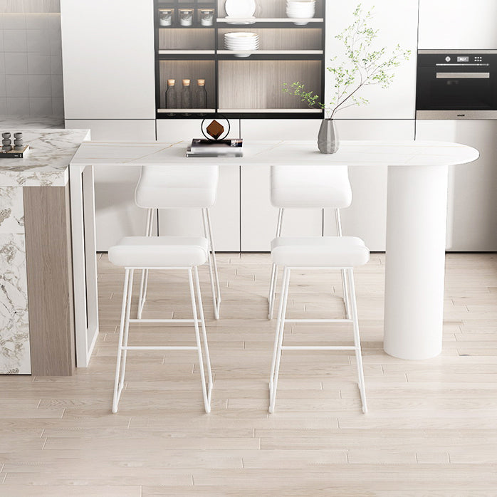 Contemporary Style Rectangle Bar Counter Table Dining Sintered Stone Table for Kitchen 78.7"L x 19.7"W x 41.3"H White Without Chairs Clearhalo 'Bar Furniture' 'Bar Tables' 'bar_tables' 'furn' 'furn_bar_tables' 'Furniture' 'furniture_bar_tables' 'Kitchen & Dining Furniture' 4779617