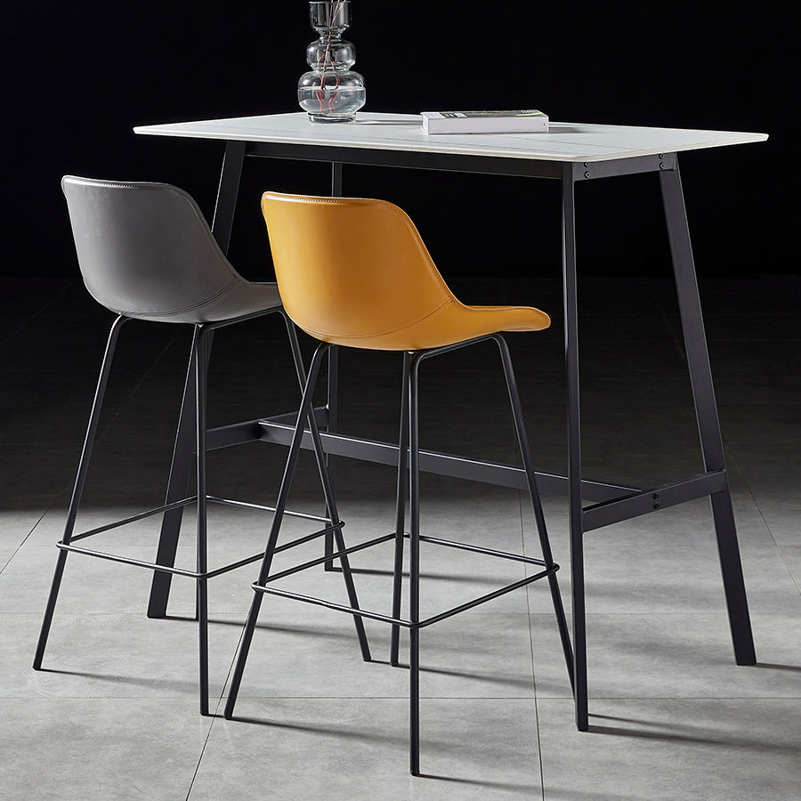 Contemporary Rectangle Bar Counter Table Sintered Stone Dining Table for Restaurant 47.2"L x 23.6"W x 41.3"H White Without Chairs Clearhalo 'Bar Furniture' 'Bar Tables' 'bar_tables' 'furn' 'furn_bar_tables' 'Furniture' 'furniture_bar_tables' 'Kitchen & Dining Furniture' 4779649