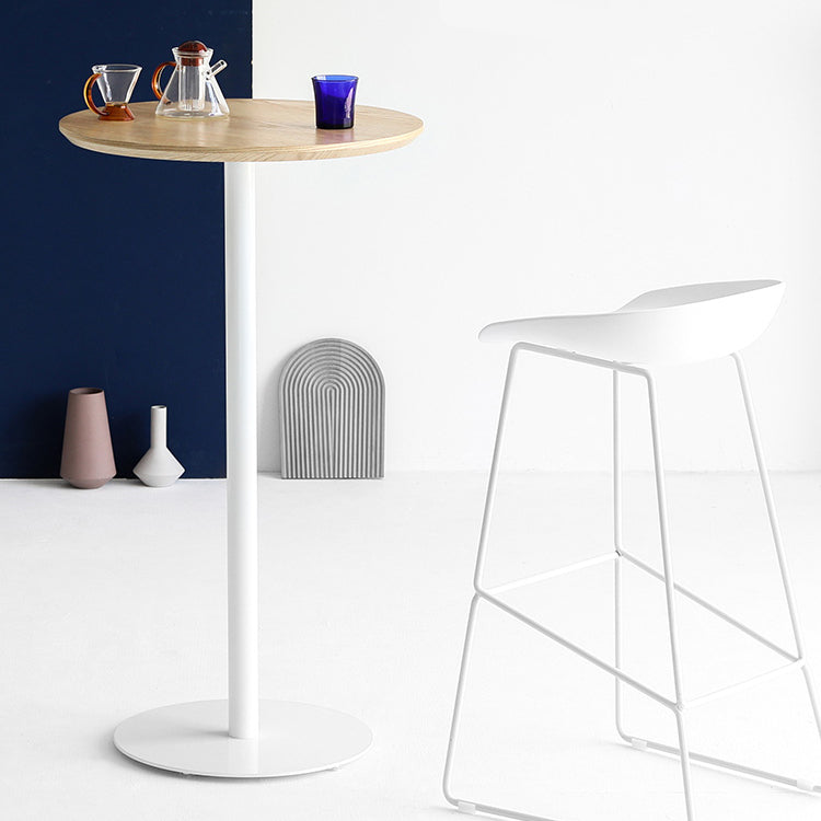 Industrial Round Bar Counter Table Dining Counter Table for Restaurant 27.6"L x 27.6"W x 41.3"H White Without Chairs Clearhalo 'Bar Furniture' 'Bar Tables' 'bar_tables' 'furn' 'furn_bar_tables' 'Furniture' 'furniture_bar_tables' 'Kitchen & Dining Furniture' 4779698