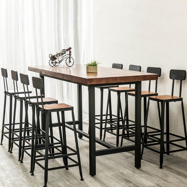 Wood Top Bar Dining Table Traditional Luxury Rectangle Bar Table with Trestle Base 98.4"L x 19.7"W x 41.3"H Without Chairs Clearhalo 'Bar Furniture' 'Bar Tables' 'bar_tables' 'furn' 'furn_bar_tables' 'Furniture' 'furniture_bar_tables' 'Kitchen & Dining Furniture' 4779861