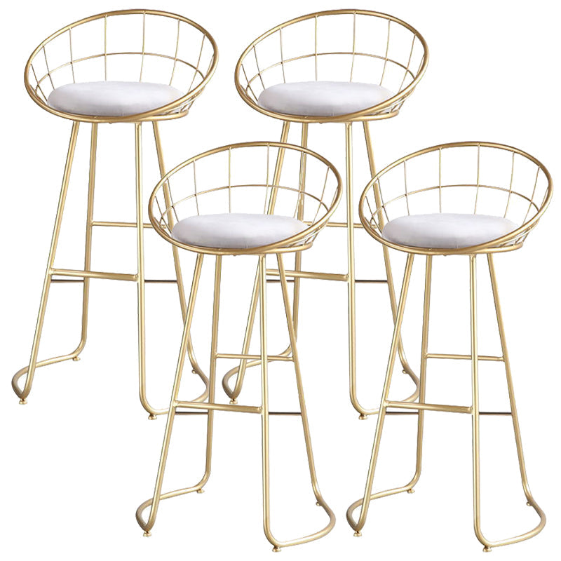 Glam Metal Bar and Counter Stool Low Back Stool with Gold Sled Base Gold 4 Piece Set Clearhalo 'Bar Furniture' 'Bar Stools' 'bar_stools' 'furn' 'furn_bar_stools' 'Furniture' 'furniture_bar_stools' 'Kitchen & Dining Furniture' 4780071