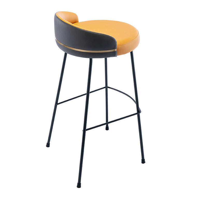 Contemporary Bar and Counter Stool Low Back Stool with 4 Legs in Black Orange 1 Piece Bar Stool(31"H) Clearhalo 'Bar Furniture' 'Bar Stools' 'bar_stools' 'furn' 'furn_bar_stools' 'Furniture' 'furniture_bar_stools' 'Kitchen & Dining Furniture' 4780184