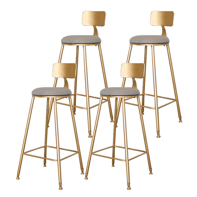 Glam Metal Bar and Counter Stool Low Back Stool with 4 Gold Legs 4 Piece Set Bar Stool(30"H) Clearhalo 'Bar Furniture' 'Bar Stools' 'bar_stools' 'furn' 'furn_bar_stools' 'Furniture' 'furniture_bar_stools' 'Kitchen & Dining Furniture' 4780280