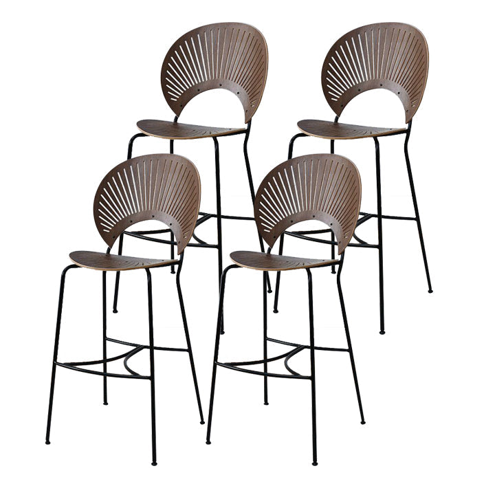 Contemporary Wood Bar and Counter Stool Low Back Stool with 4 Legs Brown 4 Piece Set Clearhalo 'Bar Furniture' 'Bar Stools' 'bar_stools' 'furn' 'furn_bar_stools' 'Furniture' 'furniture_bar_stools' 'Kitchen & Dining Furniture' 4780296