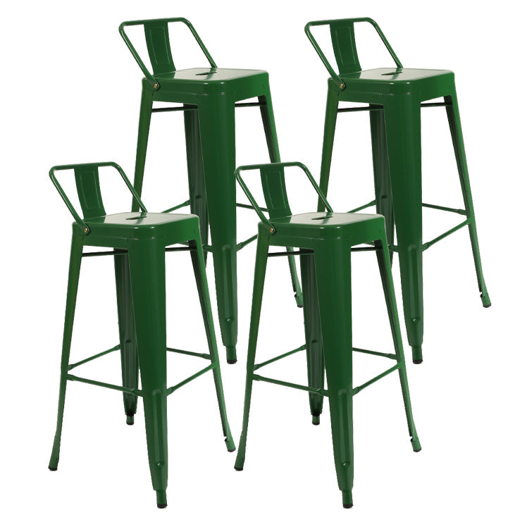 Industrial Bar and Counter Stool Metal Square Stool with 4 Legs Green 4 Piece Set Clearhalo 'Bar Furniture' 'Bar Stools' 'bar_stools' 'furn' 'furn_bar_stools' 'Furniture' 'furniture_bar_stools' 'Kitchen & Dining Furniture' 4780324