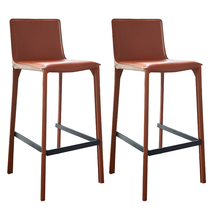 Contemporary Bar and Counter Stool Low Back Stool with 4 Legs Orange 2 Piece Set Clearhalo 'Bar Furniture' 'Bar Stools' 'bar_stools' 'furn' 'furn_bar_stools' 'Furniture' 'furniture_bar_stools' 'Kitchen & Dining Furniture' 4780396