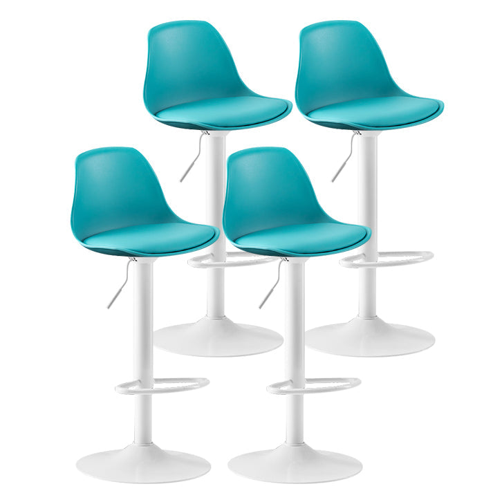Metal Contemporary Kitchen Dining Room Armless Stool Adjustable Height Barstool Lake Blue White 4 Piece Set Clearhalo 'Bar Furniture' 'Bar Stools' 'bar_stools' 'furn' 'furn_bar_stools' 'Furniture' 'furniture_bar_stools' 'Kitchen & Dining Furniture' 4780445