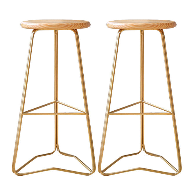 Contemporary Bar and Counter Stool Backless Stool with Metal Base Gold 2 Piece Set Clearhalo 'Bar Furniture' 'Bar Stools' 'bar_stools' 'furn' 'furn_bar_stools' 'Furniture' 'furniture_bar_stools' 'Kitchen & Dining Furniture' 4780455