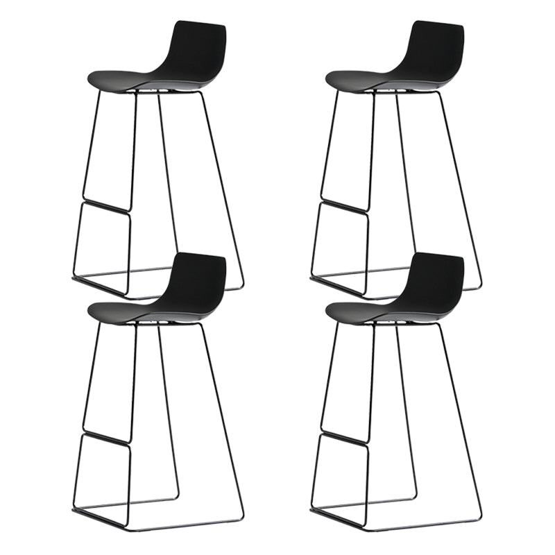 Modern Style Plastic Armless Stools Low Back Counter Stools with Metal Base Black 4 Piece Set Clearhalo 'Bar Furniture' 'Bar Stools' 'bar_stools' 'furn' 'furn_bar_stools' 'Furniture' 'furniture_bar_stools' 'Kitchen & Dining Furniture' 4780495