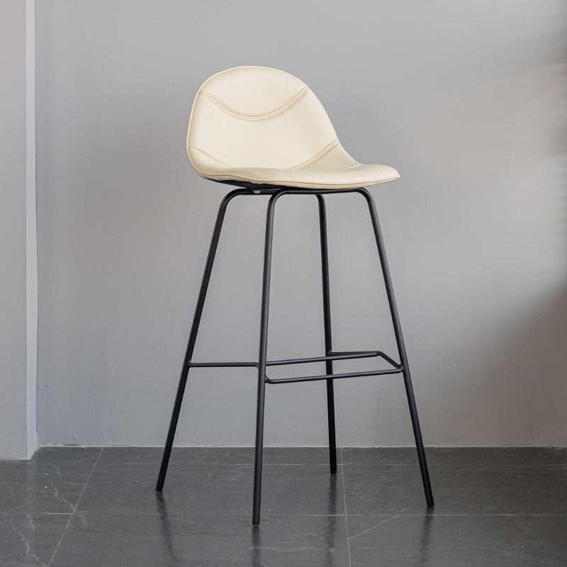 Minimalist Style Leather Counter Stool Low Back Stools with Metal Legs Off-White 1 Piece Clearhalo 'Bar Furniture' 'Bar Stools' 'bar_stools' 'furn' 'furn_bar_stools' 'Furniture' 'furniture_bar_stools' 'Kitchen & Dining Furniture' 4780516