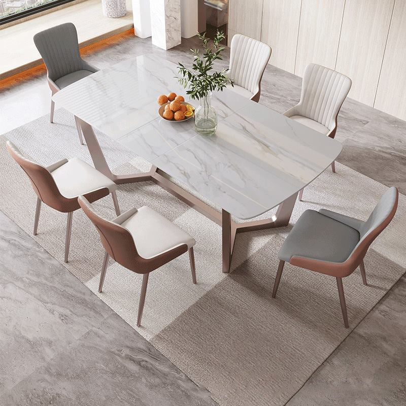 Nordic Sintered Stone Dining Set Rectangle 1/2/5/6/7 Pieces Dining Table with Chairs 7 Pieces: Table, 6 Chairs Clearhalo 'Dining Room Sets' 'Dining Tables & Seating' 'dining_room_set' 'furn' 'furn_dining_room_set' 'Furniture' 'furniture_dining_room_set' 'Kitchen & Dining Furniture' 4780719