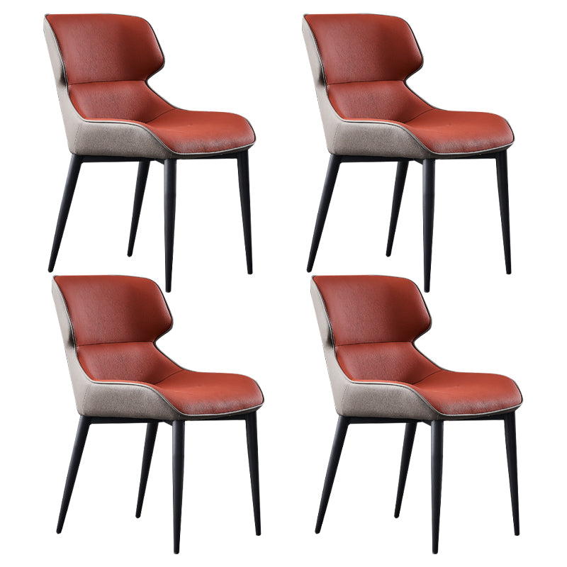 Metal Contemporary Modern Indoor-Outdoor Chair Wingback Side Chair Red 4 Piece Set Clearhalo 'Dining Chairs' 'Dining Tables & Seating' 'dining_chair' 'furn' 'furn_dining_chair' 'Furniture' 'furniture_dining_chair' 'Kitchen & Dining Furniture' 4781429
