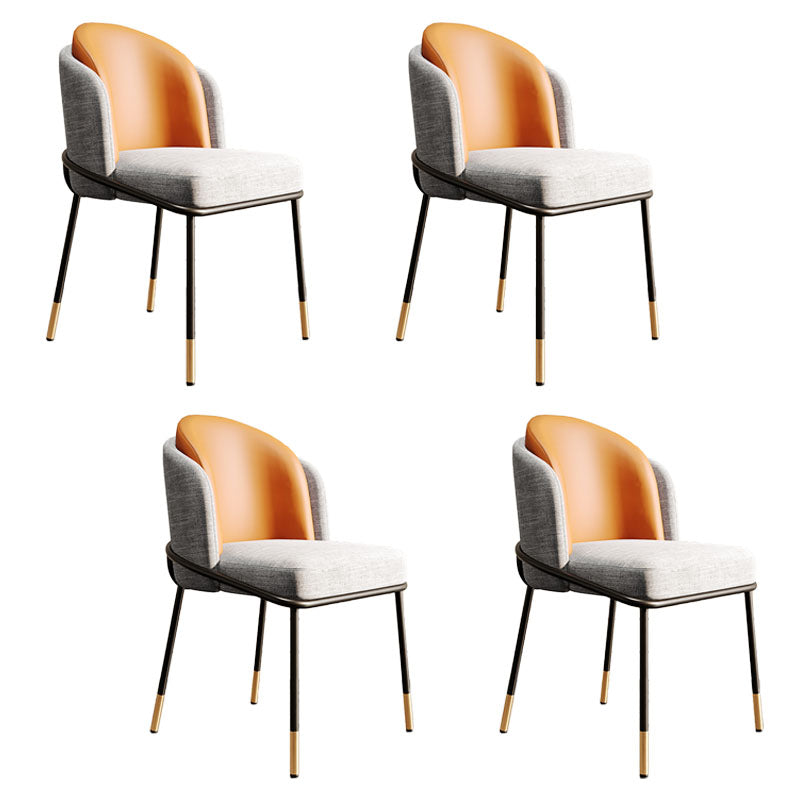 Nordic Design Armless Solid Back Chair for Home Linen Dining Chair Gray-Orange 4 Piece Set Clearhalo 'Dining Chairs' 'Dining Tables & Seating' 'dining_chair' 'furn' 'furn_dining_chair' 'Furniture' 'furniture_dining_chair' 'Kitchen & Dining Furniture' 4781474