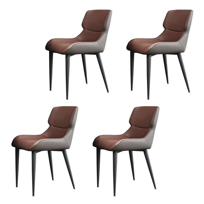 Industrial Design Leather Dining Side Chair for Home Arm Wingback Chair Brown 4 Piece Set Clearhalo 'Dining Chairs' 'Dining Tables & Seating' 'dining_chair' 'furn' 'furn_dining_chair' 'Furniture' 'furniture_dining_chair' 'Kitchen & Dining Furniture' 4781558