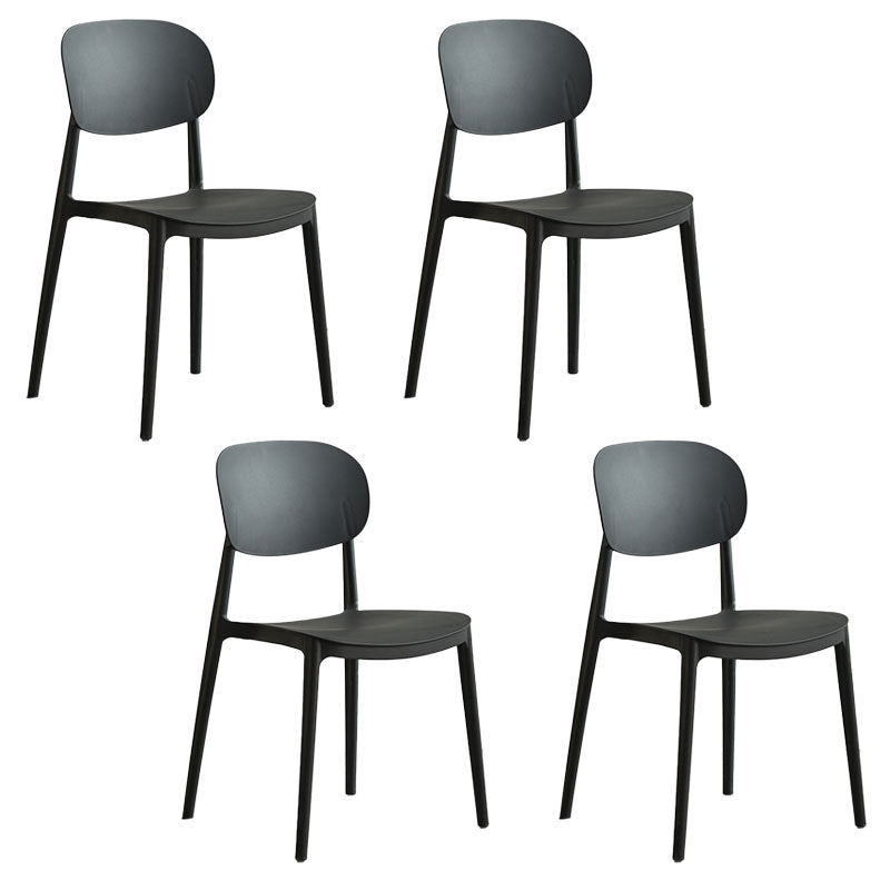 Contemporary Stackable Chairs Open Back Kitchen Armless Chairs with Plastic Legs Black 4 Piece Set Clearhalo 'Dining Chairs' 'Dining Tables & Seating' 'dining_chair' 'furn' 'furn_dining_chair' 'Furniture' 'furniture_dining_chair' 'Kitchen & Dining Furniture' 4781668