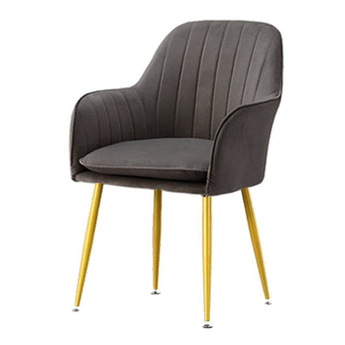 Nordic Glam Style Dining Chair Arm Side Chair with Metal Legs Dark Gray Brass Gold 1 Piece Clearhalo 'Dining Chairs' 'Dining Tables & Seating' 'dining_chair' 'Furniture' 'furniture_dining_chair' 'Kitchen & Dining Furniture' 4781943