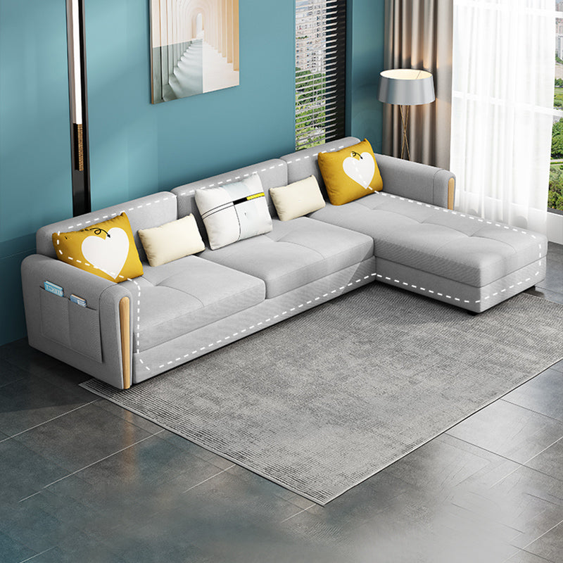 Contemporary Tight Back Sectional Gray Square Arm Sofa and Chaise Latex Clearhalo 'furn' 'furn_sectionals' 'Furniture' 'Living Room Furniture' 'Sectionals' 4785281_07d83c97-3942-47fc-84c3-52b0e691866f