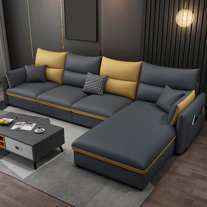 Modern Pillow Top Arm Sectional with Removable Cushions for Living Room 138"L x 67"W x 35"H Latex Clearhalo 'furn' 'furn_sectionals' 'Furniture' 'furniture_sectionals' 'kitchen' 'kitchen_sectionals' 'Living Room Furniture' 'Sectionals' 4785302