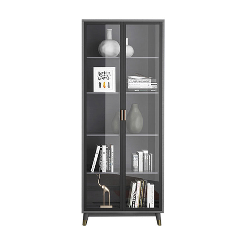 Vertical Glam Standard Bookcase Manufactured Wood Bookcase with Glass Door Black Cabinets Clearhalo 'Bookcases' 'Furniture' 'furniture_bookcases' 'kitchen' 'kitchen_bookcases' 'Living Room Furniture' 'Office Furniture' 4789320