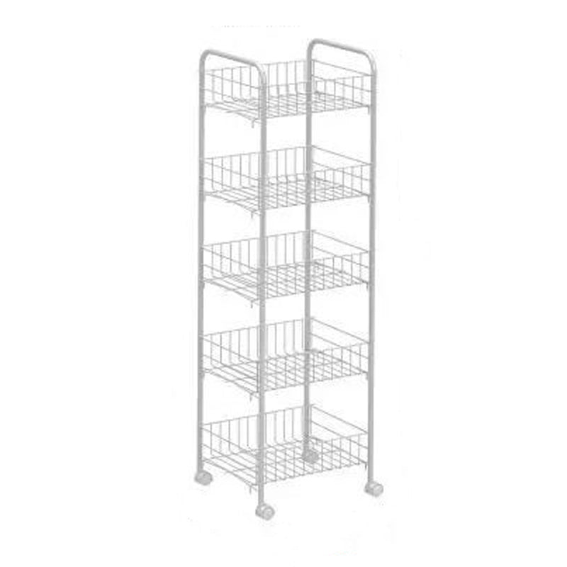 Contemporary Style Bookshelf with Casters White Book Shelf for Study Room 14.6"L x 10.6"W x 41.3"H Clearhalo 'Bookcases' 'furn' 'furn_bookcases' 'Furniture' 'furniture_bookcases' 'kitchen' 'kitchen_bookcases' 'Living Room Furniture' 'Office Furniture' 4789875