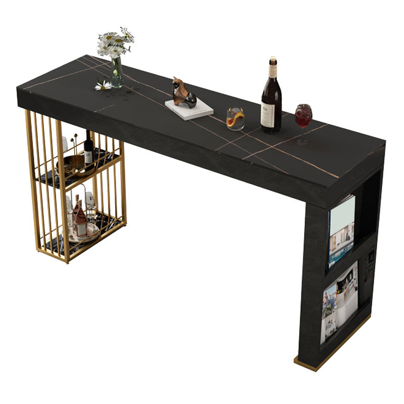 Rectangle Bar Dining Table Modern Bar Dining Table with Sled Base Black Without Chairs Clearhalo 'Bar Furniture' 'Bar Tables' 'bar_tables' 'furn' 'furn_bar_tables' 'Furniture' 'furniture_bar_tables' 'Kitchen & Dining Furniture' 4790183
