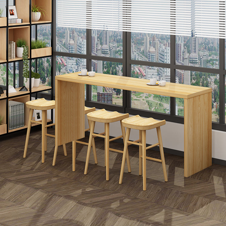 Pine Wood Bar Table Traditional Luxury Rectangle Bar Table with Sled Base 94.5"L x 15.7"W x 41.3"H Without Chairs Clearhalo 'Bar Furniture' 'Bar Tables' 'bar_tables' 'furn' 'furn_bar_tables' 'Furniture' 'furniture_bar_tables' 'Kitchen & Dining Furniture' 4790248