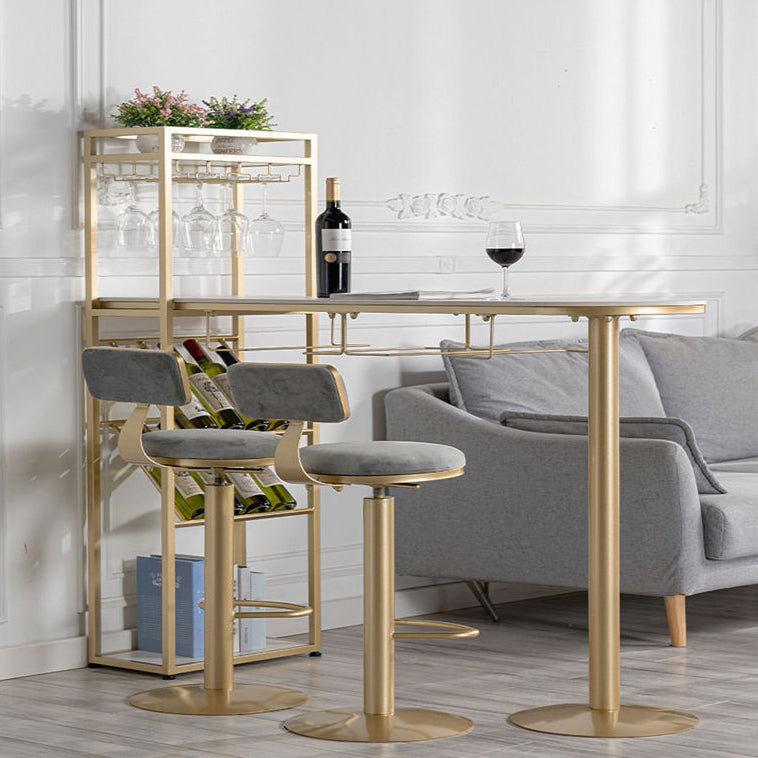 Stone White Bar Dining Table Traditional Luxury Bar Table with Sled Base 78.7"L x 15.7"W x 41.3"H Gold Clearhalo 'Bar Furniture' 'Bar Tables' 'bar_tables' 'Furniture' 'furniture_bar_tables' 'Kitchen & Dining Furniture' 4790264