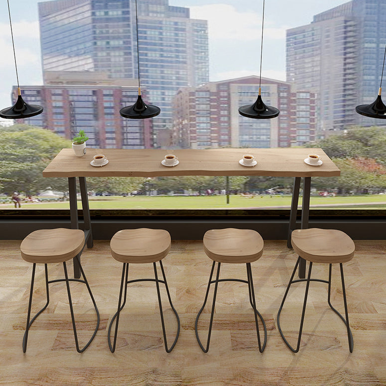 Solid Wood Bar Table Traditional Luxury Bar Table Rectangle with Sled Base 78.7"L x 17.7"W x 41.3"H Black Without Chairs Clearhalo 'Bar Furniture' 'Bar Tables' 'bar_tables' 'furn' 'furn_bar_tables' 'Furniture' 'furniture_bar_tables' 'Kitchen & Dining Furniture' 4790290