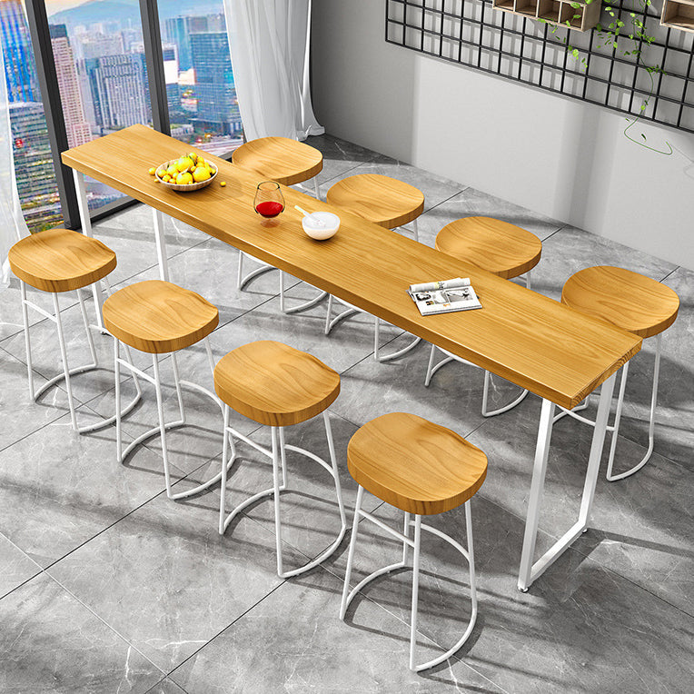 Rectangle Bar Dining Table Modern Bar Table with Sled Base in White 118.1"L x 15.7"W x 41.3"H Without Chairs Clearhalo 'Bar Furniture' 'Bar Tables' 'bar_tables' 'furn' 'furn_bar_tables' 'Furniture' 'furniture_bar_tables' 'Kitchen & Dining Furniture' 4790363