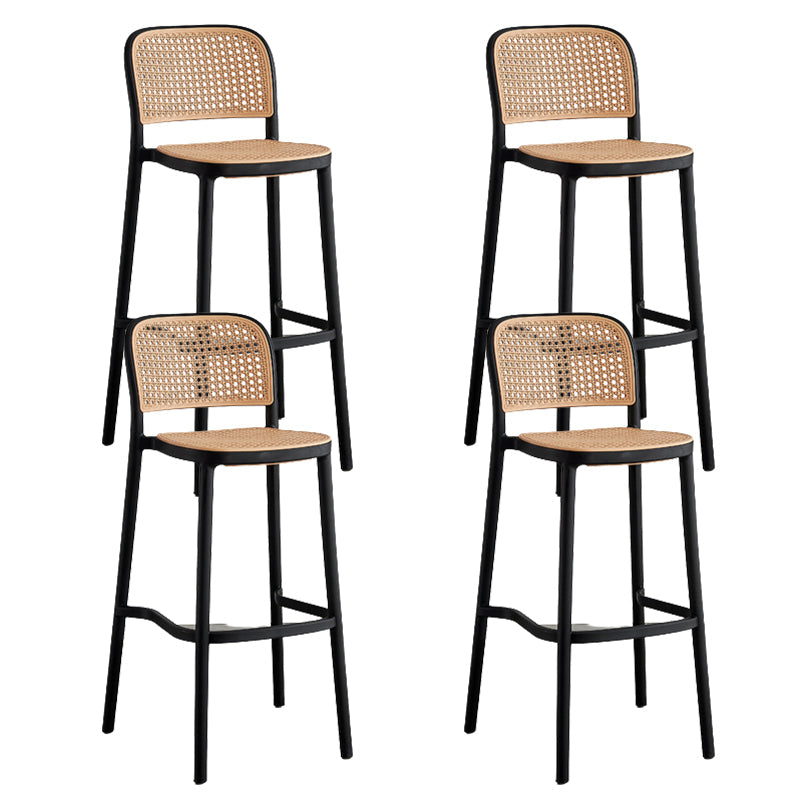 Contemporary Bar and Counter Stool Rattan Full Back Stool with 4 Legs Black 4 Piece Set Clearhalo 'Bar Furniture' 'Bar Stools' 'bar_stools' 'furn' 'furn_bar_stools' 'Furniture' 'furniture_bar_stools' 'Kitchen & Dining Furniture' 4790477