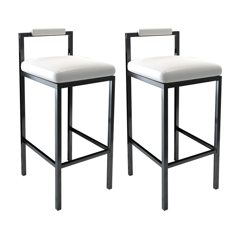 Contemporary Footrest Upholstered Home Stool Matte Finish Low Back Barstool White 2 Piece Set Bar Stool(30"H) Clearhalo 'Bar Furniture' 'Bar Stools' 'bar_stools' 'furn' 'furn_bar_stools' 'Furniture' 'furniture_bar_stools' 'Kitchen & Dining Furniture' 4790802