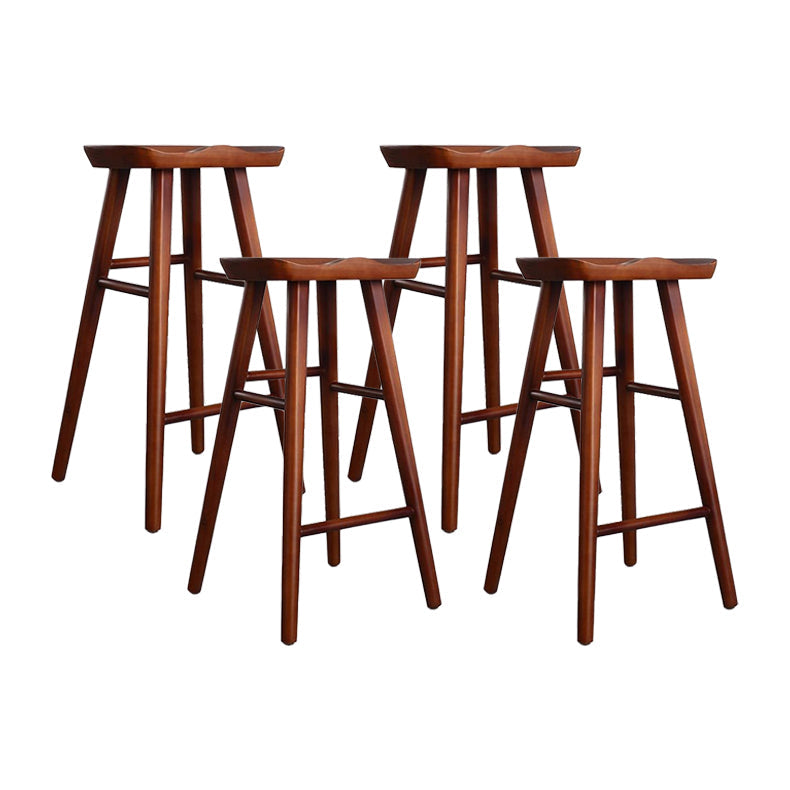 Contemporary Rectangle Bar and Counter Stool Wood Stool with 4 Legs Coffee 4 Piece Set Clearhalo 'Bar Furniture' 'Bar Stools' 'bar_stools' 'furn' 'furn_bar_stools' 'Furniture' 'furniture_bar_stools' 'Kitchen & Dining Furniture' 4790913
