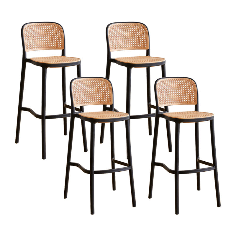 Contemporary Square Bar and Counter Stool Rattan Stool with 4 Legs Black Set of 4 Bar Stool(30"H) Clearhalo 'Bar Furniture' 'Bar Stools' 'bar_stools' 'Furniture' 'furniture_bar_stools' 'Kitchen & Dining Furniture' 4790930