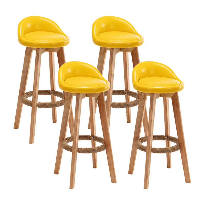 Scandinavian Wood Kitchen Dining Room Armless Stool Low Back Bar Stool Yellow Set of 4 Clearhalo 'Bar Furniture' 'Bar Stools' 'bar_stools' 'Furniture' 'furniture_bar_stools' 'Kitchen & Dining Furniture' 4791026