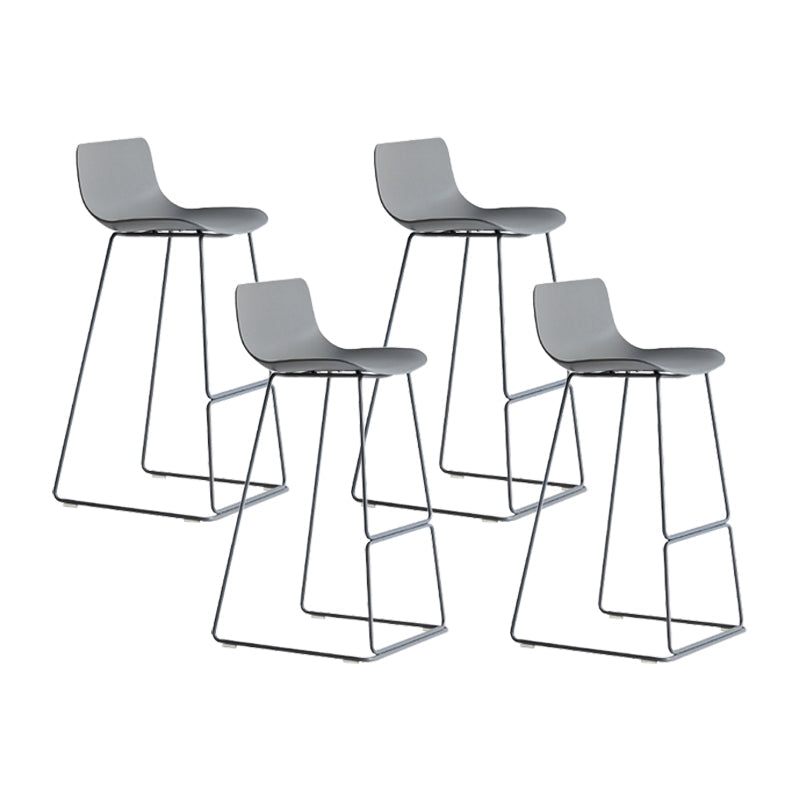Nordic Bar-stool Plastic Counter Bar Stool for Kitchen Bar with Metal Legs Grey 4 Piece Set Bar Stool(30"H) Clearhalo 'Bar Furniture' 'Bar Stools' 'bar_stools' 'furn' 'furn_bar_stools' 'Furniture' 'furniture_bar_stools' 'Kitchen & Dining Furniture' 4791051