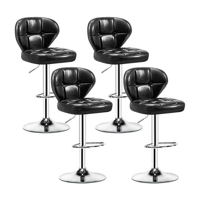 Contemporary Adjustable Bar and Counter Stool Low Back Leather Stool with Pedestal Base Black 4 Piece Set Bar Stool(33"H) Clearhalo 'Bar Furniture' 'Bar Stools' 'bar_stools' 'furn' 'furn_bar_stools' 'Furniture' 'furniture_bar_stools' 'Kitchen & Dining Furniture' 4791169